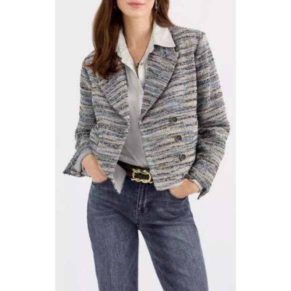 CAbi Jackets & Blazers - Cabi Radience Jacket Blue Greys Blues Tweed Double Breasted Size Extra Small